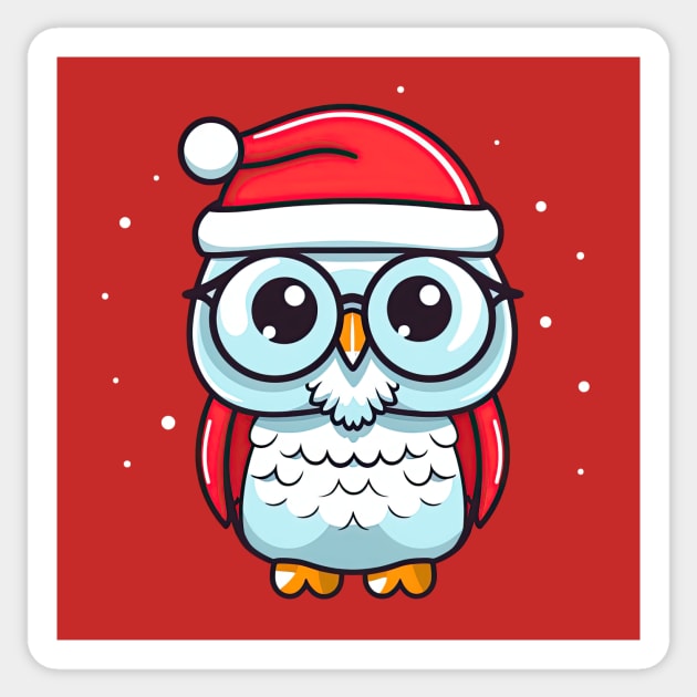 Cute Owl Santa Claus Sticker by HeyDesignCo